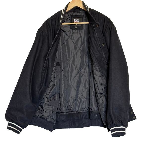 NFL Denver Broncos Wool Blend Varsity Bomber Jacket Navy Blue Mens Size L - Picture 5 of 7